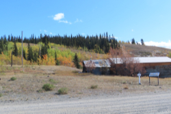 The interpretive signage area at Champagne, Yukon, on September 14, 2025.