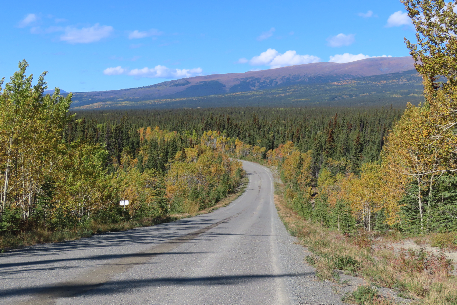 Driving north from Champagne, Yukon, back to the Alaska Highway on September 14, 2025.