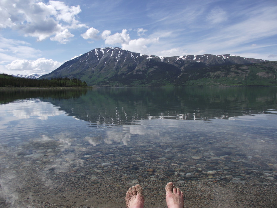 A calm day on Lake Bennett, Yukon
