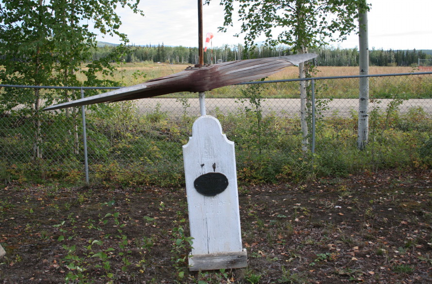 The grave of John Melville Patterson, the chief pilot of Yukon Airways, at Mayo, Yukon