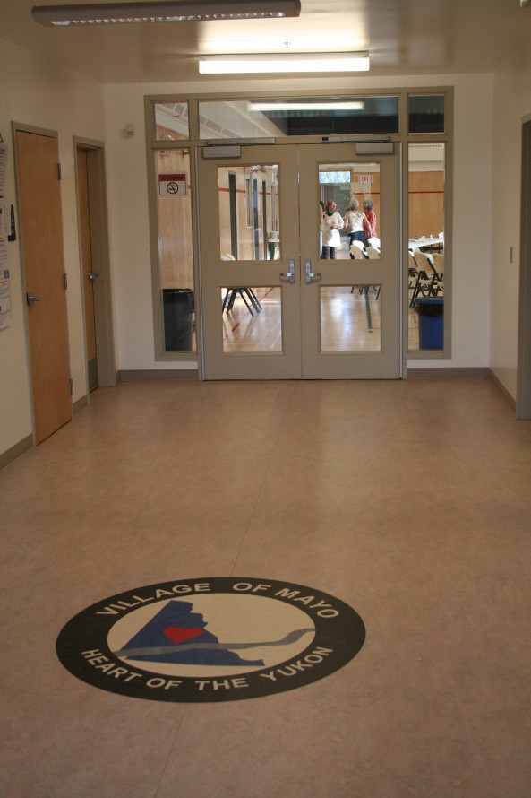 The entrance foyer of the Community Hall and Municipal Office building in Mayo, Yukon