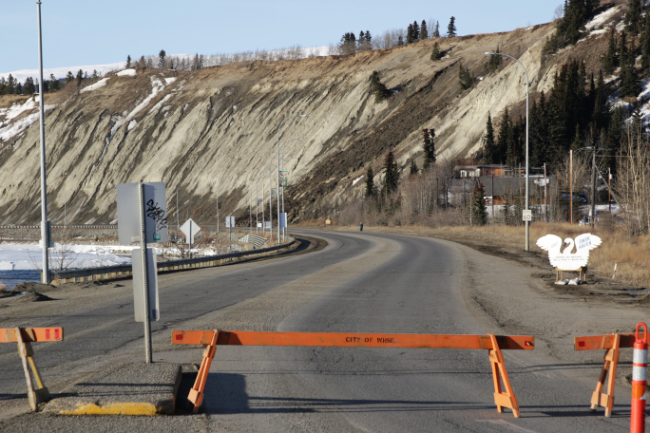 Landslide on Robert Service Way, Whitehorse, 2023