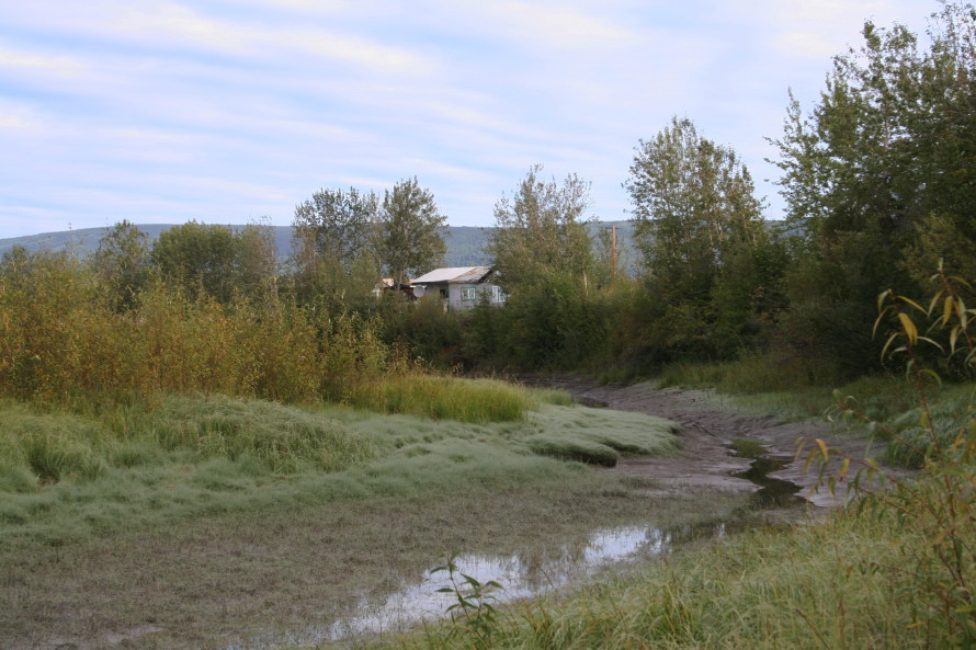 A high-water channel of the Stewart River near the upriver part of Mayo, Yukon