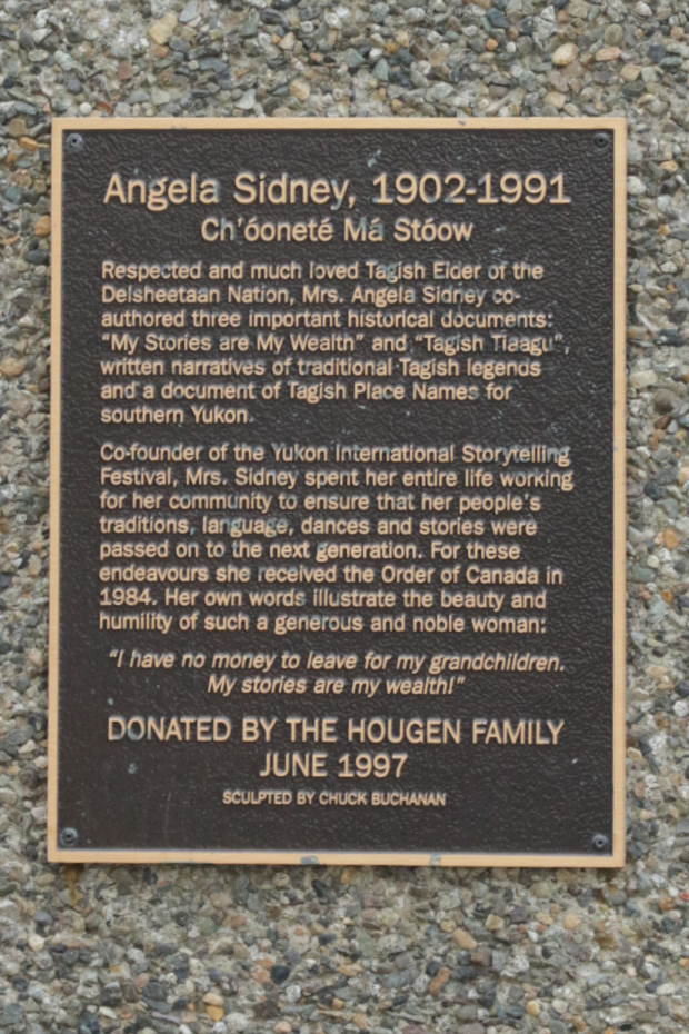 Bronze bust of Angela Sidney in Whitehorse, Yukon