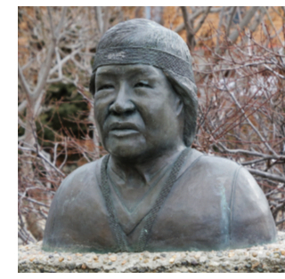 Bronze bust of Angela Sidney in Whitehorse, Yukon