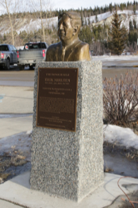 Bronze bust of Erik Nielsen in Whitehorse, Yukon