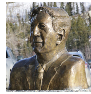 Bronze bust of Erik Nielsen in Whitehorse, Yukon