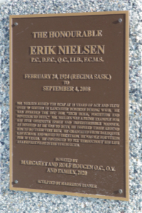 Bronze bust of Erik Nielsen in Whitehorse, Yukon