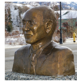 Bronze bust of George Black in Whitehorse, Yukon