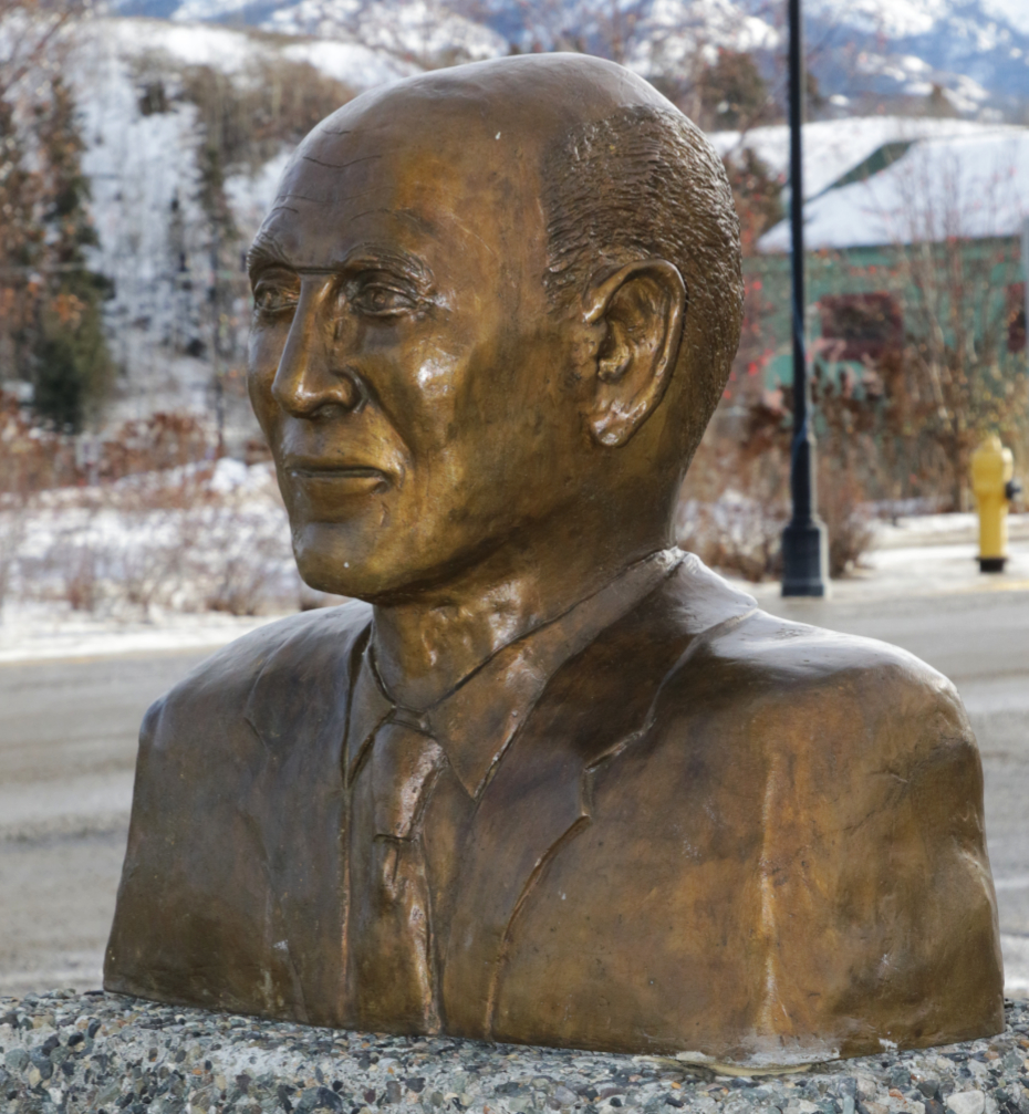 Bronze bust of George Black in Whitehorse, Yukon