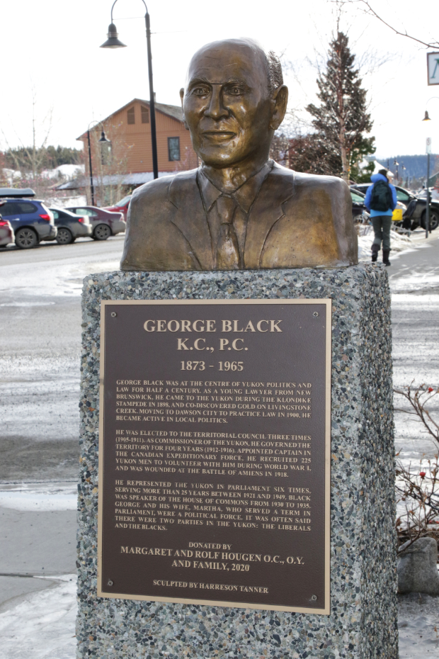 Bronze bust of George Black in Whitehorse, Yukon