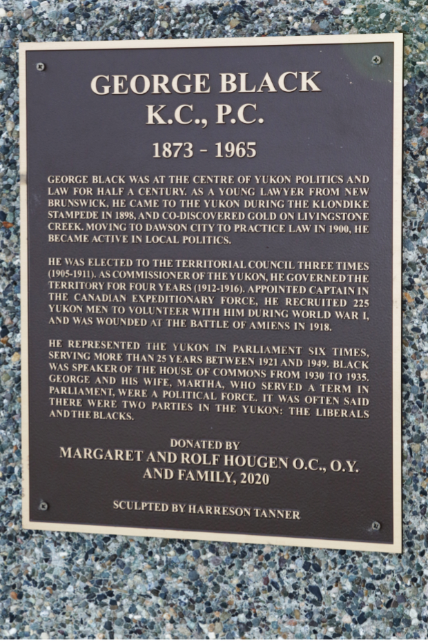 Bronze bust of George Black in Whitehorse, Yukon