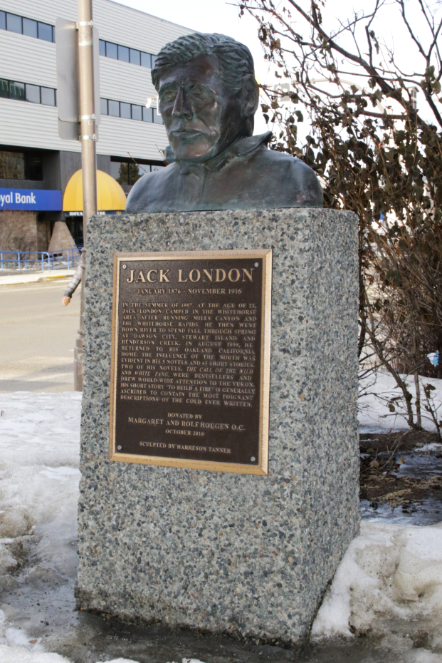 Bronze bust of Jack London in Whitehorse, Yukon