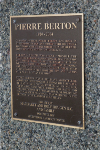 Bronze bust of Pierre Berton in Whitehorse, Yukon