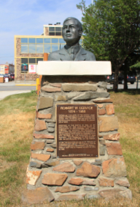 Bronze bust of Robert W. Service in Whitehorse, Yukon