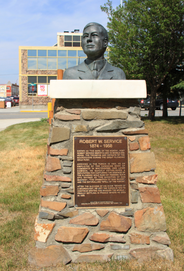 Bronze bust of Robert W. Service in Whitehorse, Yukon