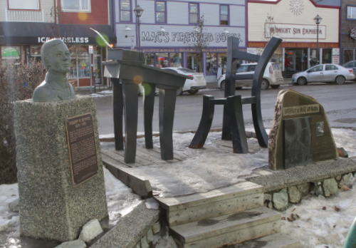 Bronze bust of Robert W. Service in Whitehorse, Yukon
