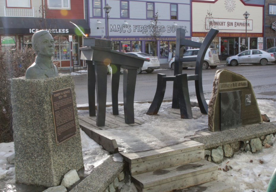 Bronze bust of Robert W. Service in Whitehorse, Yukon