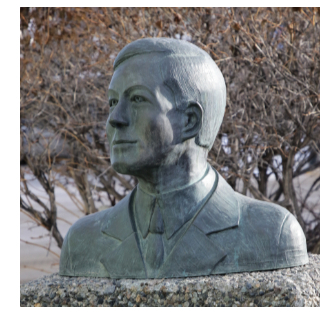 Bronze bust of Robert W. Service in Whitehorse, Yukon
