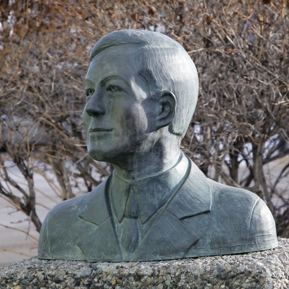 Bronze bust of Robert W. Service in Whitehorse, Yukon