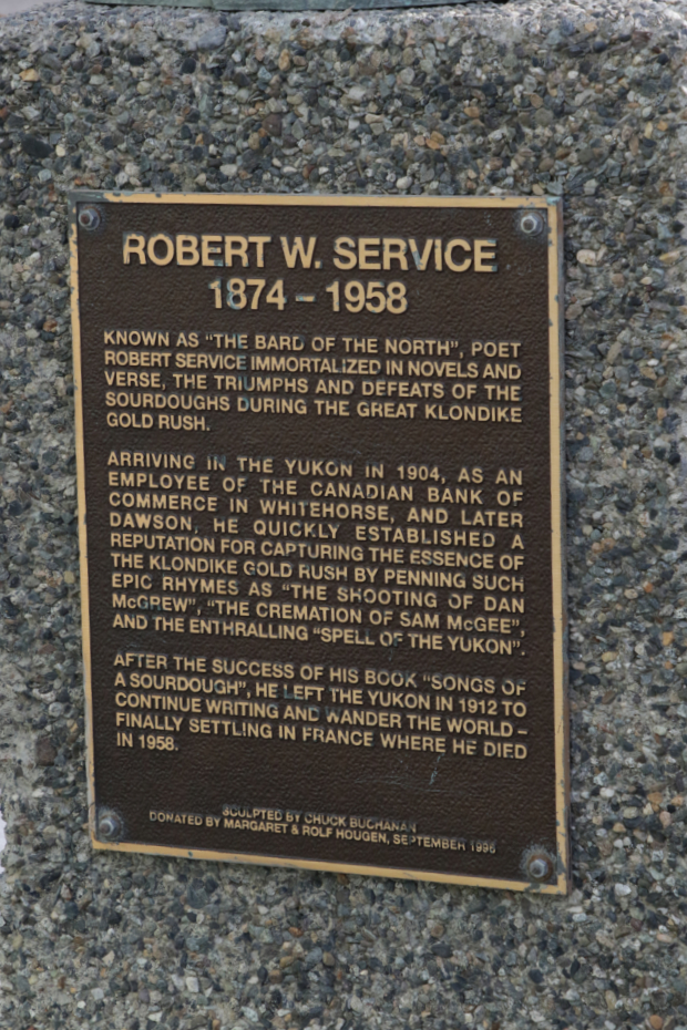 Bronze bust of Robert W. Service in Whitehorse, Yukon