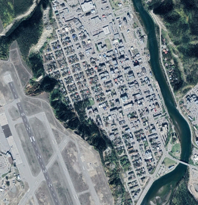 Aerial view of downtown Whitehorse, September 19, 2018
