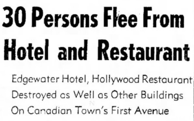 Edgewater Hotel in Whitehorse burns, 1961