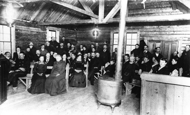 Congregation in church, Whitehorse, Yukon Territory, 1900