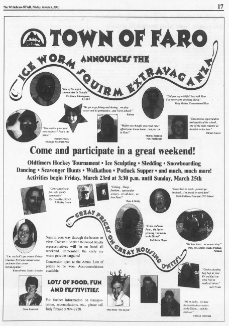 Ad for the 2001 Ice Worm Squirm in Faro, Yukon
