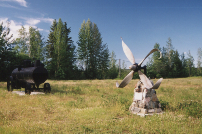 Memorial cairn at Watson Lake, Yukon